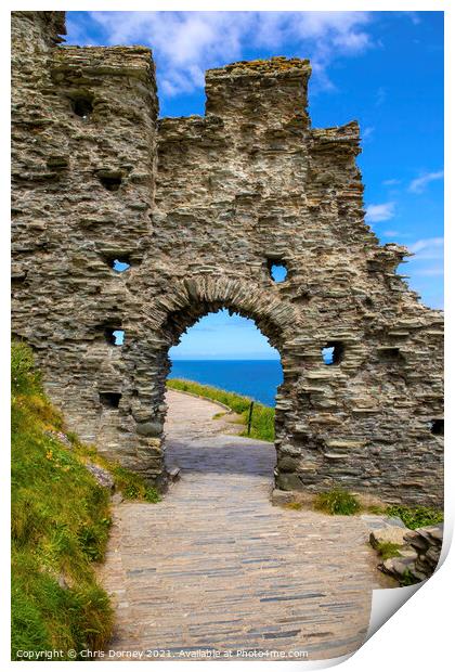 Tintagel Castle in Cornwall, UK Print by Chris Dorney
