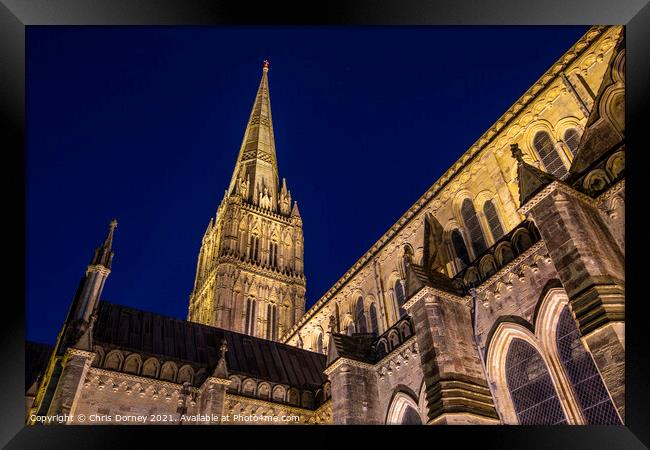 Salisbury Cathedral in Wiltshire, UK Framed Print by Chris Dorney