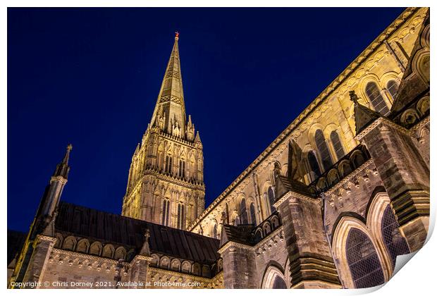 Salisbury Cathedral in Wiltshire, UK Print by Chris Dorney