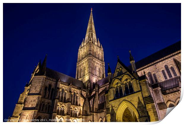 Salisbury Cathedral in Wiltshire, UK Print by Chris Dorney