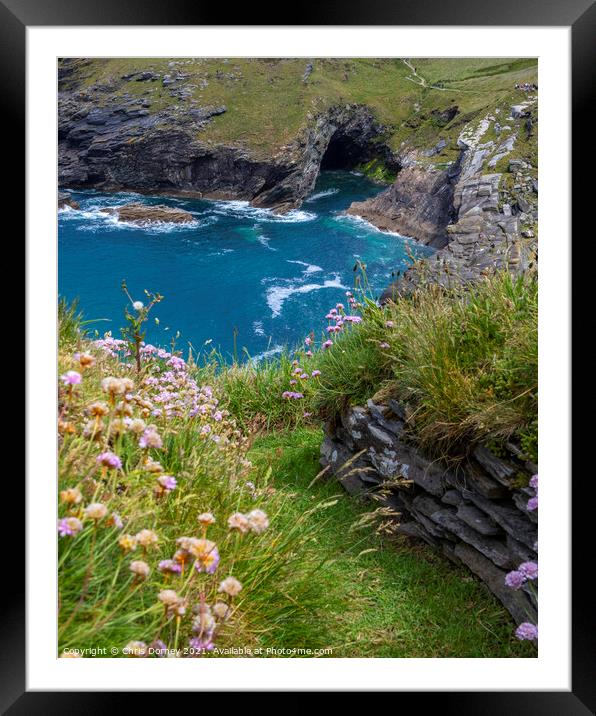 Cave in Tintagel, Cornwall, UK Framed Mounted Print by Chris Dorney