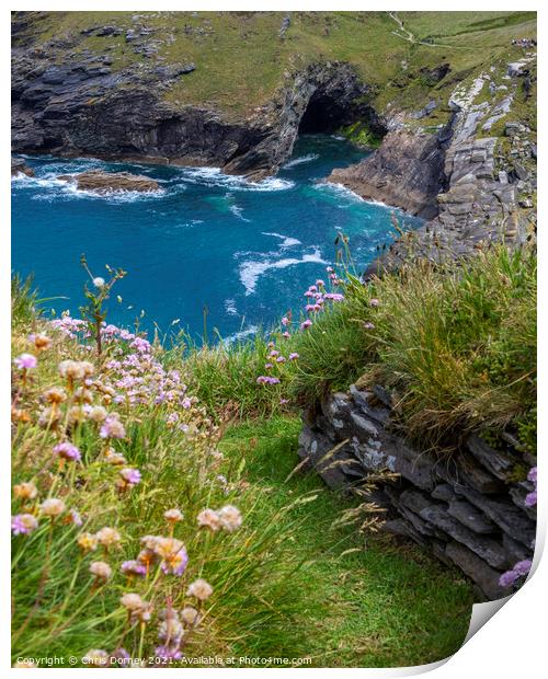 Cave in Tintagel, Cornwall, UK Print by Chris Dorney