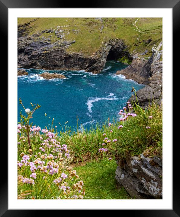 Cave in Tintagel, Cornwall, UK Framed Mounted Print by Chris Dorney