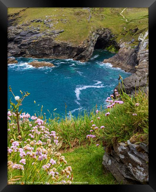 Cave in Tintagel, Cornwall, UK Framed Print by Chris Dorney