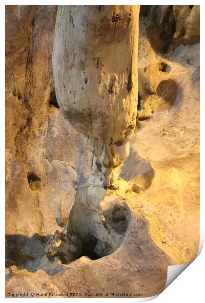 A gnome below a stalactite Print by Hanif Setiawan