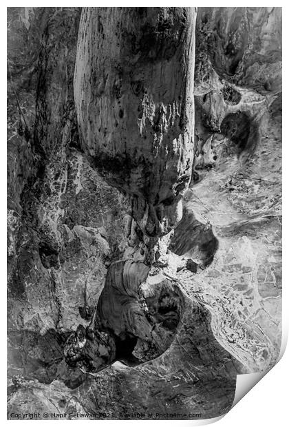 A gnome below a stalactite Print by Hanif Setiawan