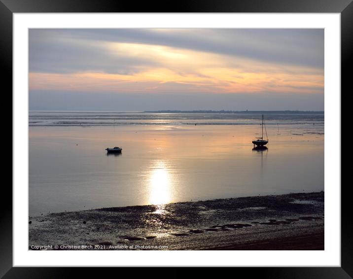 Tranquil sea, Leigh-on-Sea Framed Mounted Print by Christine Birch