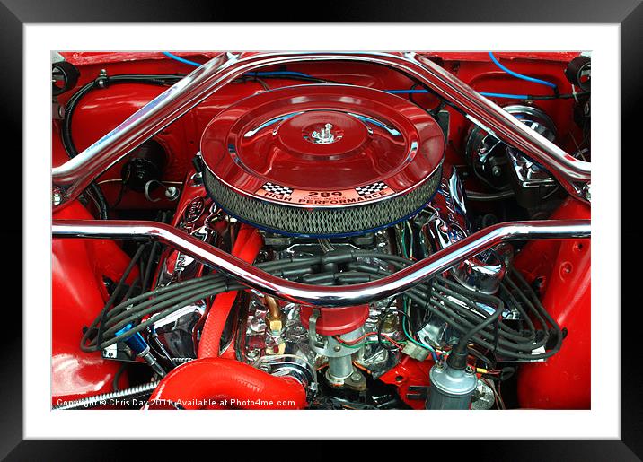 Ford Mustang Engine Bay Framed Mounted Print by Chris Day