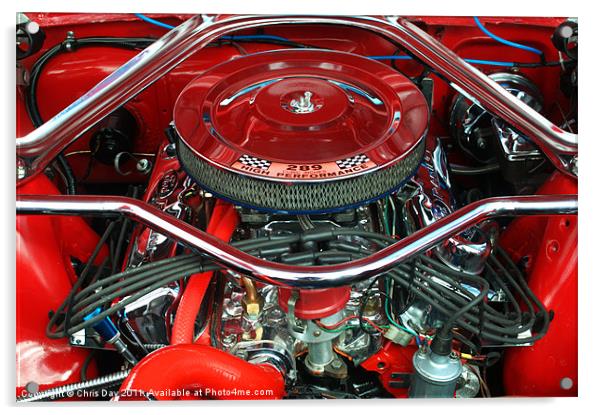 Ford Mustang Engine Bay Acrylic by Chris Day