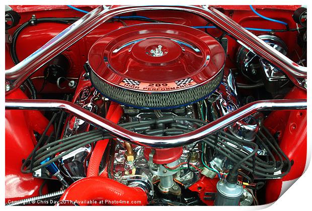 Ford Mustang Engine Bay Print by Chris Day