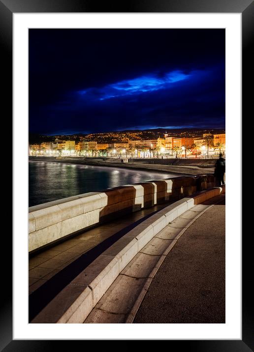 City of Nice at Night in France Framed Mounted Print by Artur Bogacki