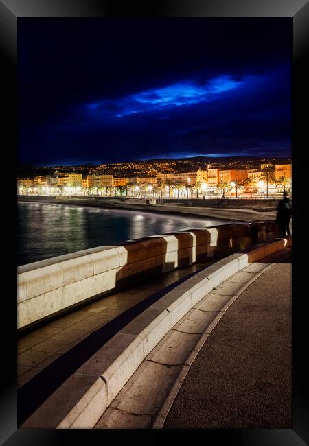 City of Nice at Night in France Framed Print by Artur Bogacki