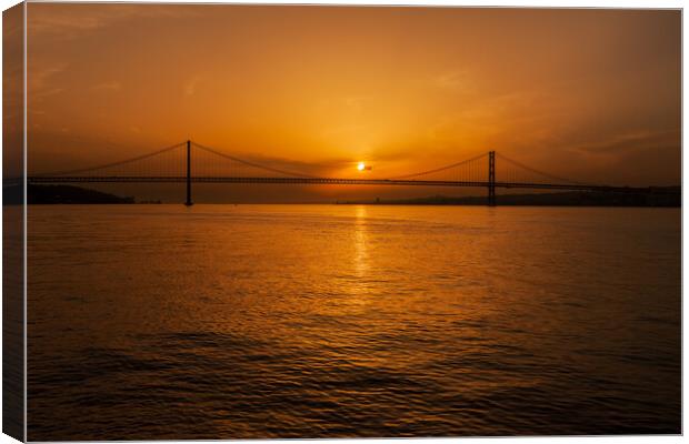 5th of April Bridge on Tagus River at Sunset Canvas Print by Artur Bogacki