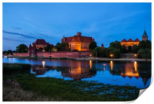 Malbork Castle In Poland Evening River View Print by Artur Bogacki
