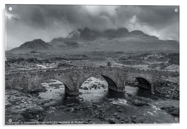 Sligachan Bridge And Cuillin Mountains Acrylic by Anthony McGeever