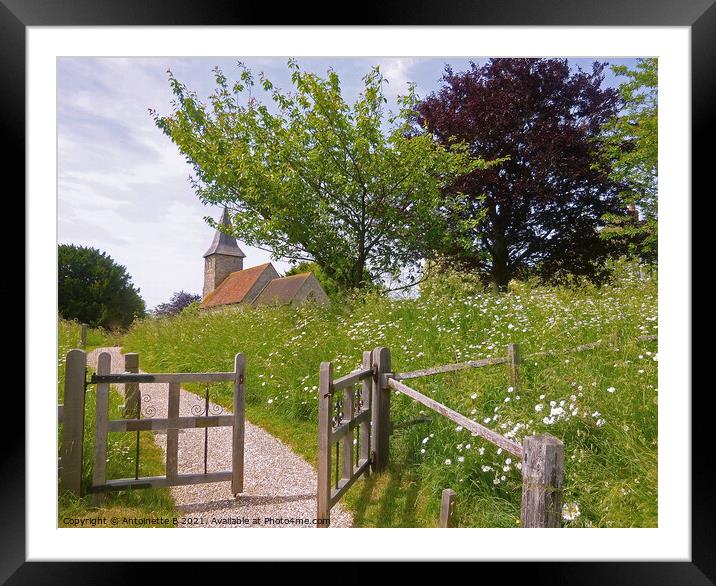 Postling Church - St Mary & St Radigund  Framed Mounted Print by Antoinette B