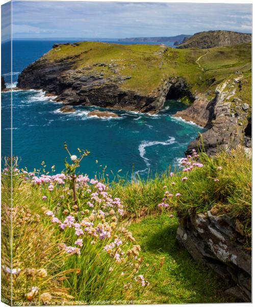 Beautiful View from Tintagel Castle in Cornwall, UK Canvas Print by Chris Dorney