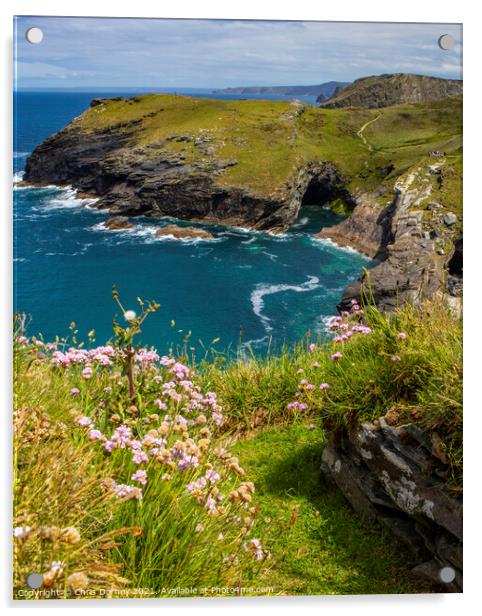 Beautiful View from Tintagel Castle in Cornwall, UK Acrylic by Chris Dorney