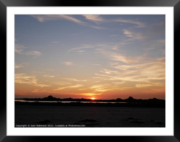 Sunset at Cobo Bay, Guernsey Framed Mounted Print by Sam Robinson