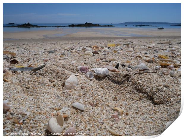 Shell Beach, Herm Print by Sam Robinson