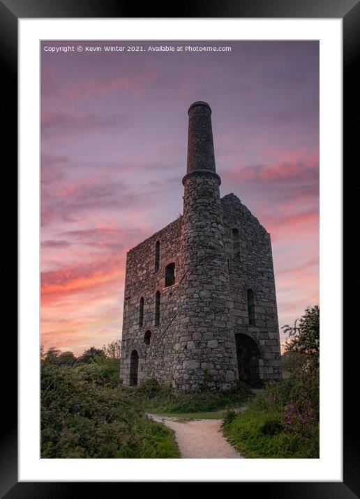 South Wheal sunset Framed Mounted Print by Kevin Winter