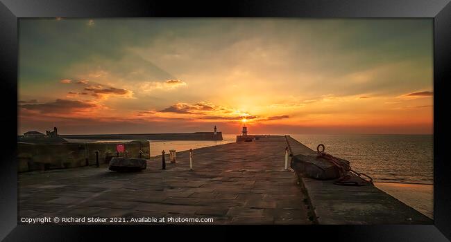 Sunset on Whitehaven Harbour Framed Print by Richard Stoker