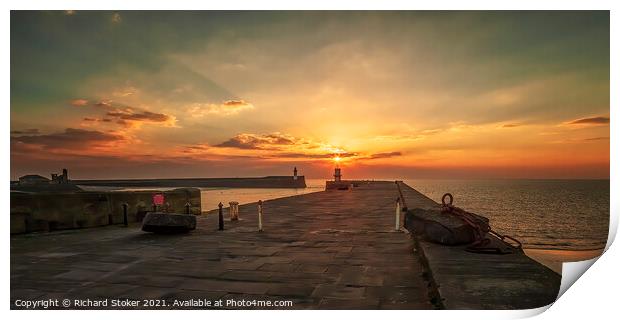 Sunset on Whitehaven Harbour Print by Richard Stoker
