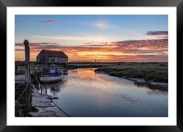 Sunset at Thornham harbour Framed Mounted Print by Gary Pearson