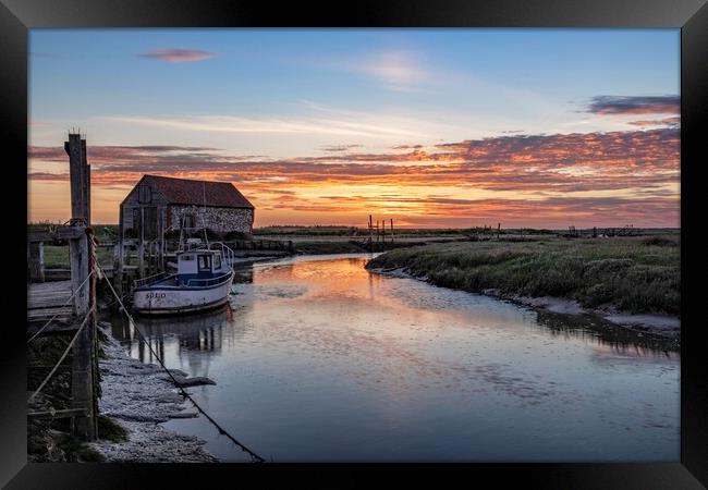Sunset at Thornham harbour Framed Print by Gary Pearson
