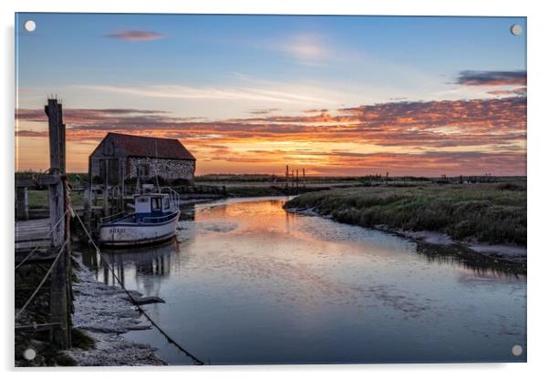 Sunset at Thornham harbour Acrylic by Gary Pearson