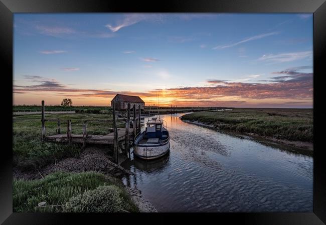 Sunset over the old coal barn in Thornham   Framed Print by Gary Pearson