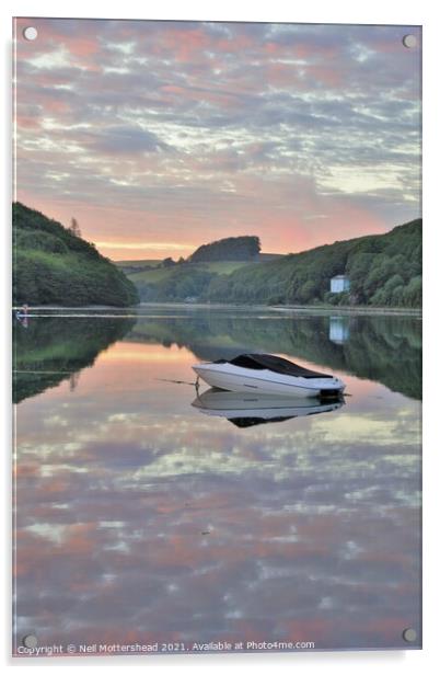 Sunset Calm On The Looe River. Acrylic by Neil Mottershead