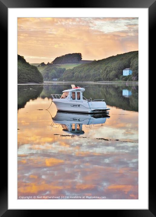 Evening Tranquillity On The Looe River. Framed Mounted Print by Neil Mottershead