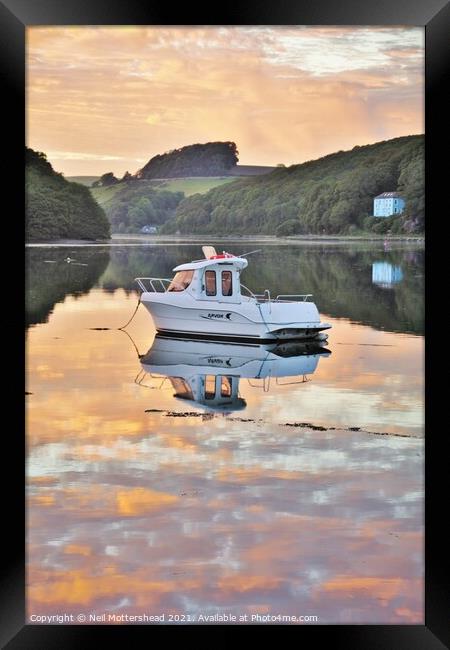 Evening Tranquillity On The Looe River. Framed Print by Neil Mottershead