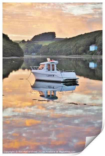 Evening Tranquillity On The Looe River. Print by Neil Mottershead
