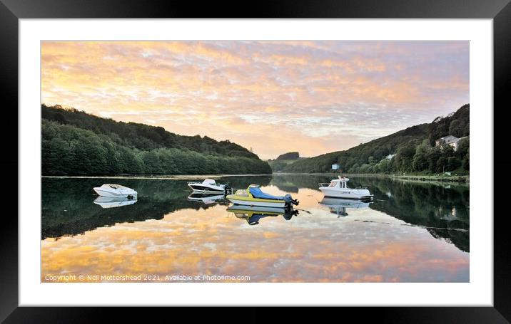 Sunset Clouds Over The East Looe River. Framed Mounted Print by Neil Mottershead