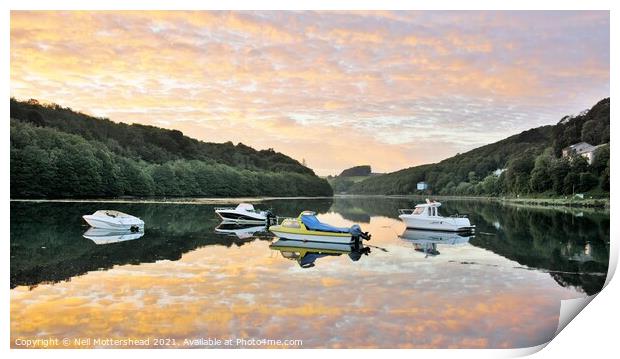 Sunset Clouds Over The East Looe River. Print by Neil Mottershead