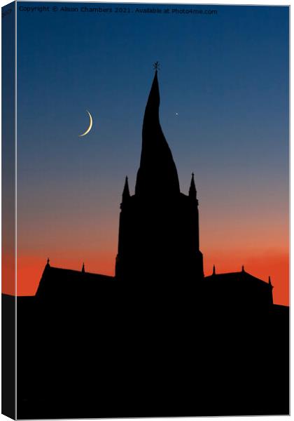 Chesterfield Crooked Spire Canvas Print by Alison Chambers