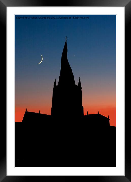 Chesterfield Crooked Spire Framed Mounted Print by Alison Chambers
