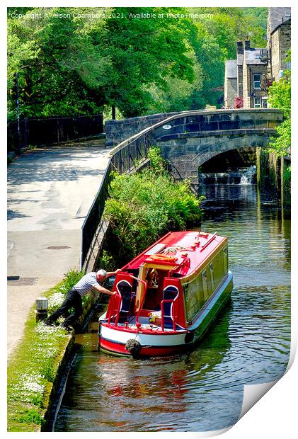 Hebden Bridge Narrowboat Fiasco Print by Alison Chambers