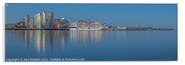 Liverpool Waterfront and MSC Virtuosa Acrylic by Paul Madden