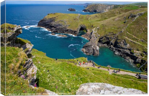 Beautiful View from Tintagel Castle in Cornwall, UK Canvas Print by Chris Dorney