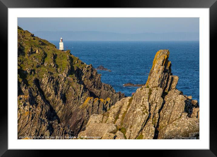 Spy House Point Lighthouse at Polperro in Cornwall, UK Framed Mounted Print by Chris Dorney