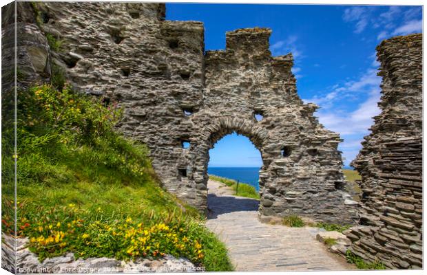 Tintagel Castle in Cornwall, UK Canvas Print by Chris Dorney