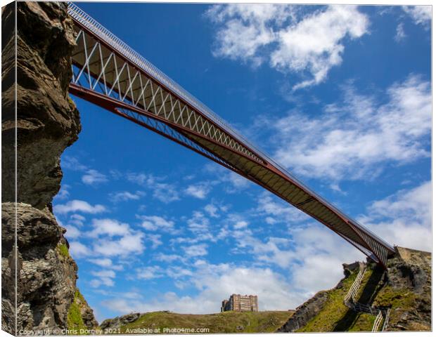 Footbridge at Tintagel Castle in Cornwall, UK Canvas Print by Chris Dorney