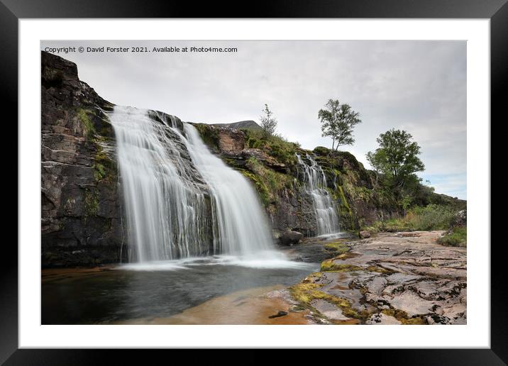 The Ardessie Falls near Dundonnell, NW Highlands,  Framed Mounted Print by David Forster