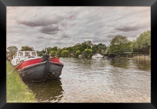 On The Thames Above Henley  Framed Print by Ian Lewis