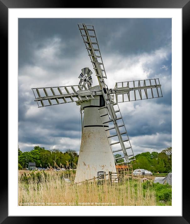 Thurne Dyke drainage Mill Framed Mounted Print by Philip Hodges aFIAP ,