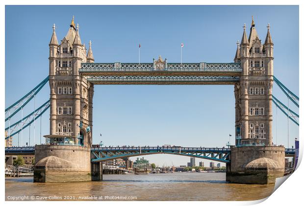 Tower Bridge from a boat in the Thames. London, UK Print by Dave Collins