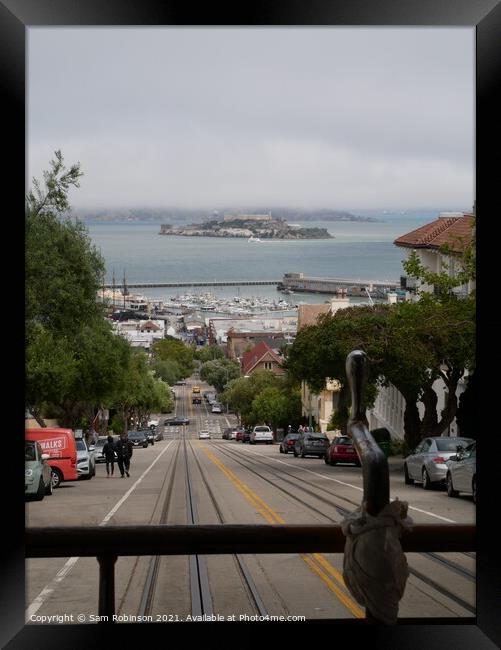 View from the back of a Cable Car, San Francisco Framed Print by Sam Robinson